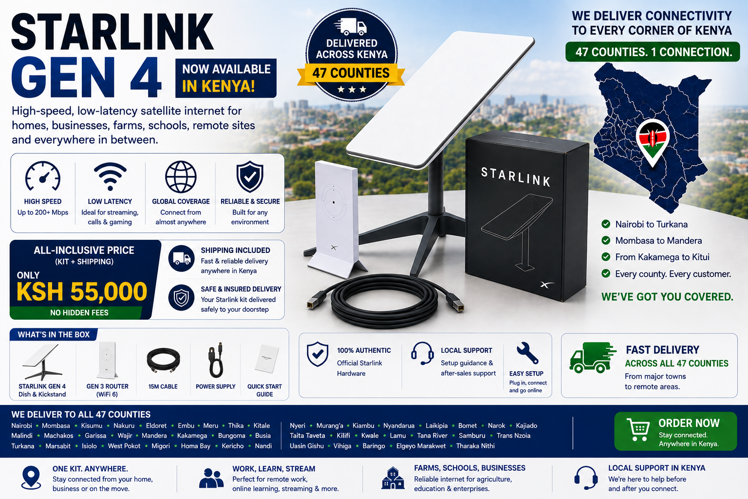 Starlink V4 Kenya inclusive of shipping